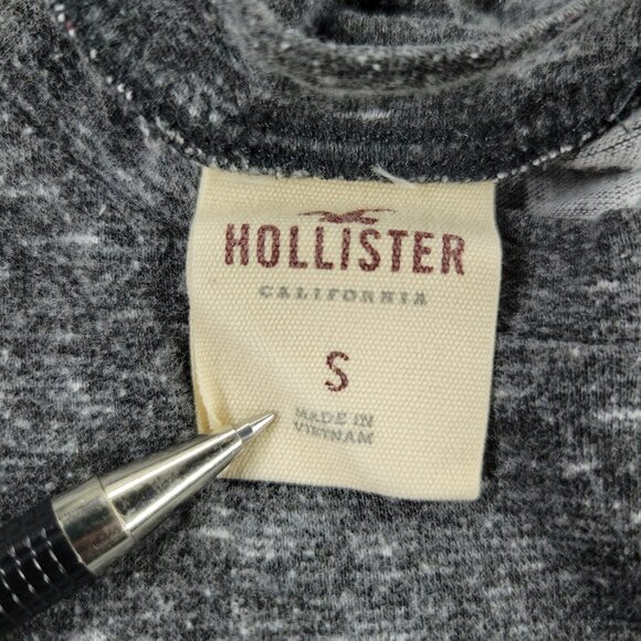 Hollister Shirt Men's Small Gray Embroidered Logo Crew Neck Long Sleeve Pocket - Picture 14 of 15